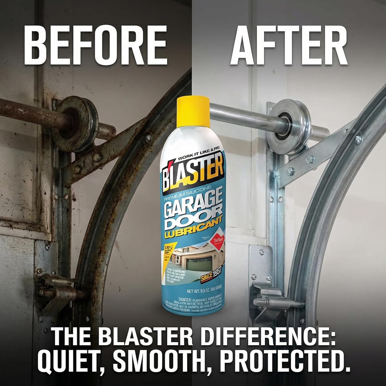 Blaster Silicone Garage Door Lubricant – 12 Pack Garage Door Lubricant Spray – Dry Lube Spray Can Gdl – PTFE Lubricant for Tracks Hinges and Rollers – Pb Blaster Style Garage Door Lube with Bag Clips