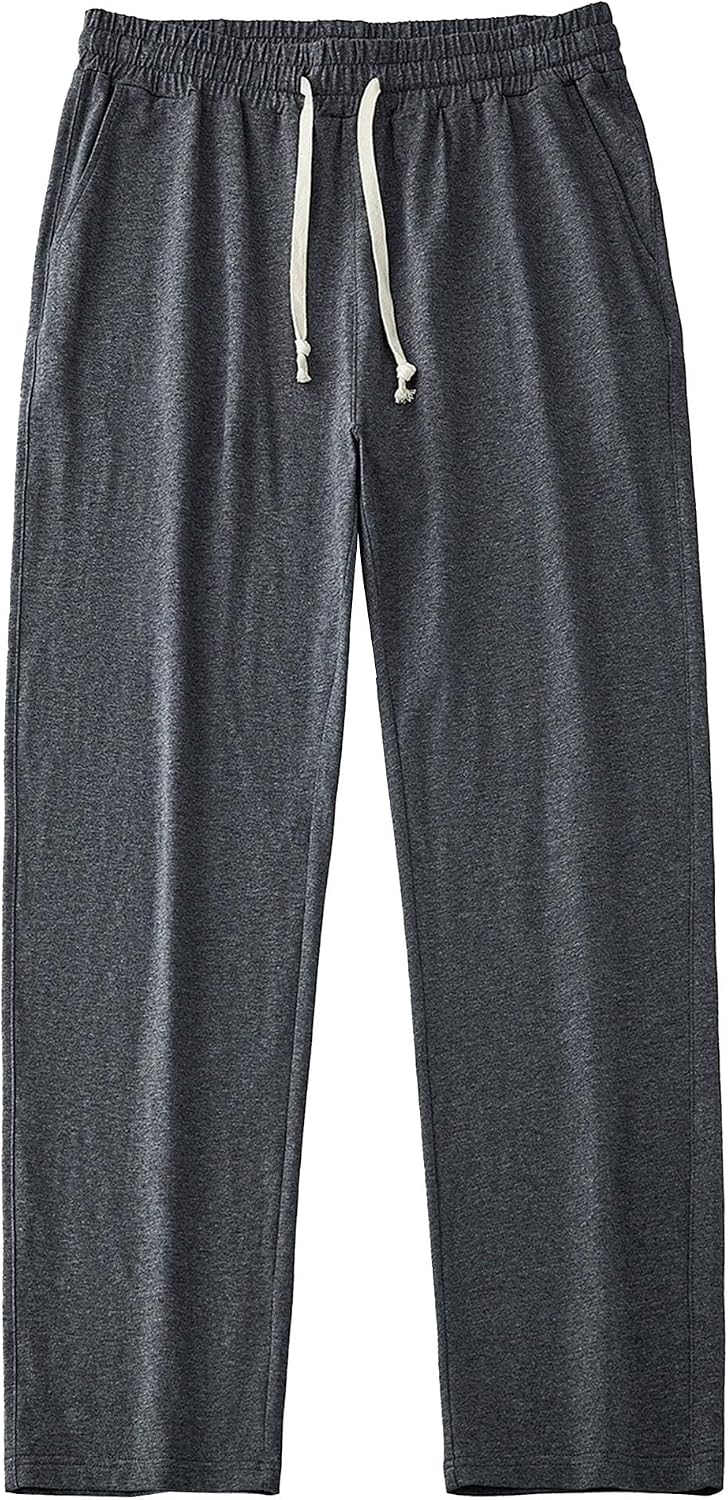 Men's Straight Leg Stretch Jogging Pants Loose Fit Outdoor Elastic Waist Pants Comfort Hiking Spring Fall Trousers