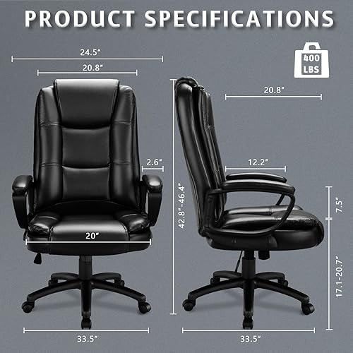 Miniatura 3 de LEMBERI Silla de escritorio de oficina, silla ejecutiva gerencial grande y alta, silla de computadora con respaldo alto, sillas ergonómicas de piel