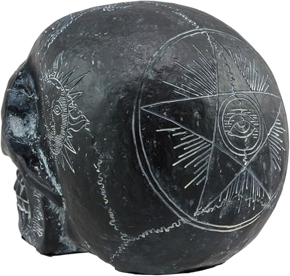 Ebros Black Solar Astrology Paranormal Ouija Spirit Skull Statue 8.5 Long Supernatural Occultist Witchcraft Medium Sculpture As Home Decorative Halloween Party Centerpiece