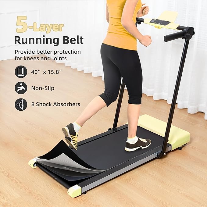 Caminadora Eléctrica Plegable Compacta 2.5 hp Amarilla miniatura 4