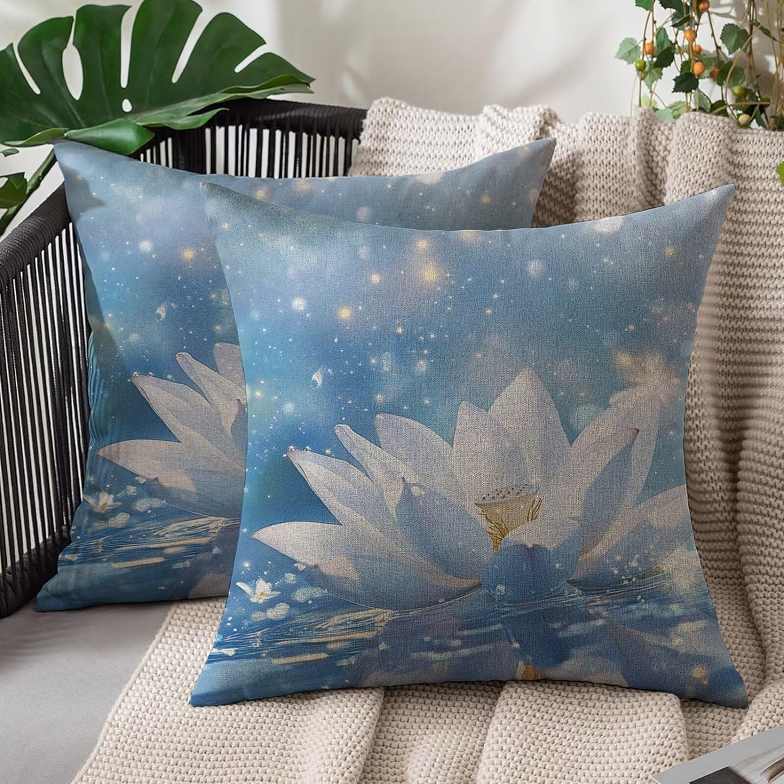Housse de coussin imperméable 55x55 taie oreiller extérieur balcon salon