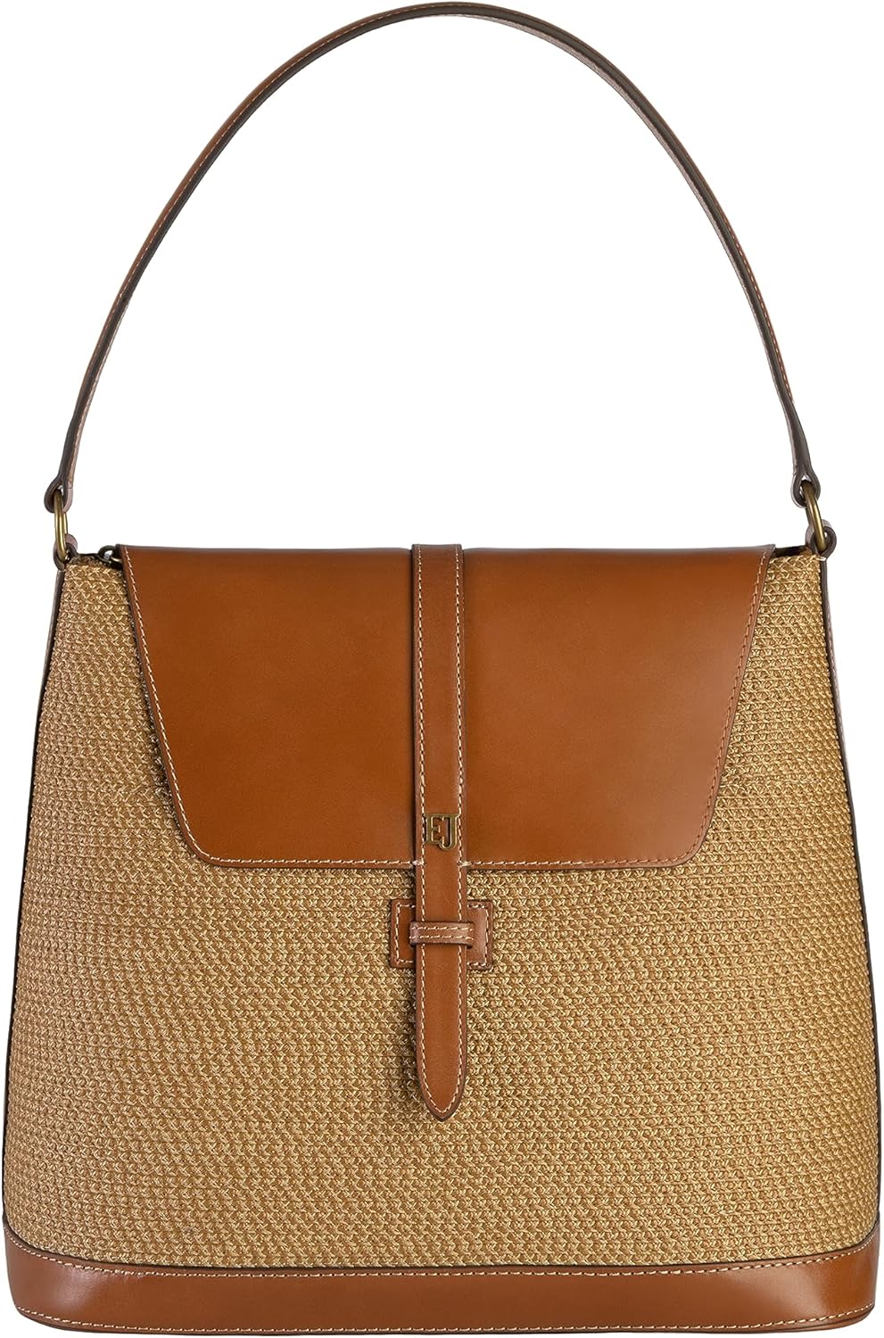 Eric Javits Squishee Bel Air Straw Bag Leather & Squishee