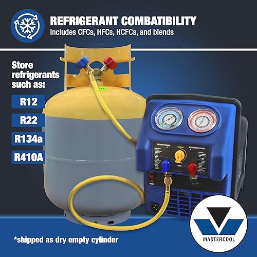 Miniatura 5 de Tanque de recuperación de refrigerante gris/amarillo Mastercool (63010) - 50 lb. de capacidad