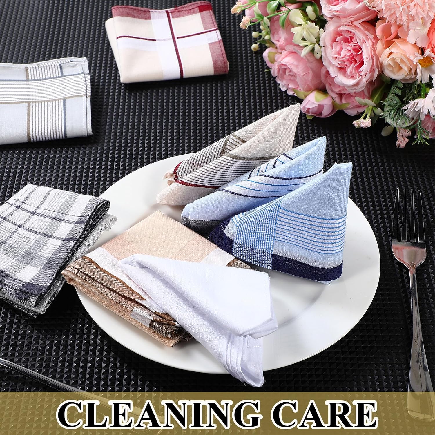 36 Pieces Men's Handkerchiefs 16 Inches 100% Soft Cotton Handkerchief with 12 White and 24 Check Cotton Handkerchiefs Elegant Pattern Hankies Pocket Square for Men Daily Wedding Business Banquet