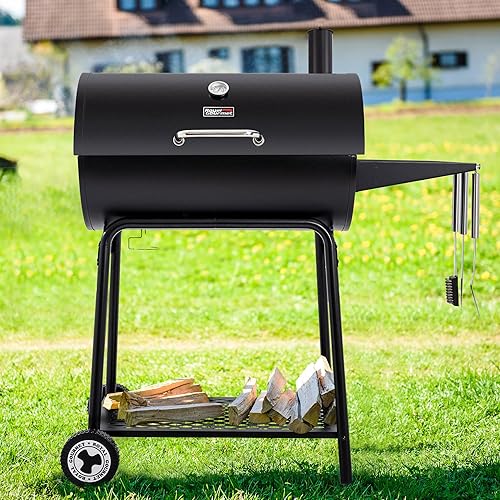 Miniatura 2 de Royal Gourmet CC1830 Parrilla de Carbón de Barril de 30 Pulgadas con Rejilla de Calentamiento, Parrilla de BBQ al Aire Libre con 627 Pulgadas