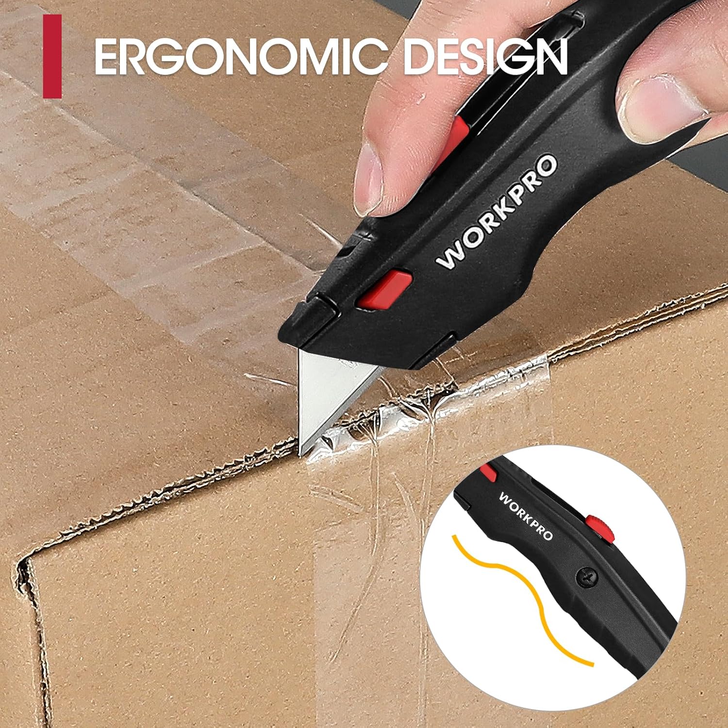WORKPRO Premium Utility Knife, Retractable All Metal Heavy Duty Box Cutter, Quick Change Blade Razor Knife, with 10 Extra Blades