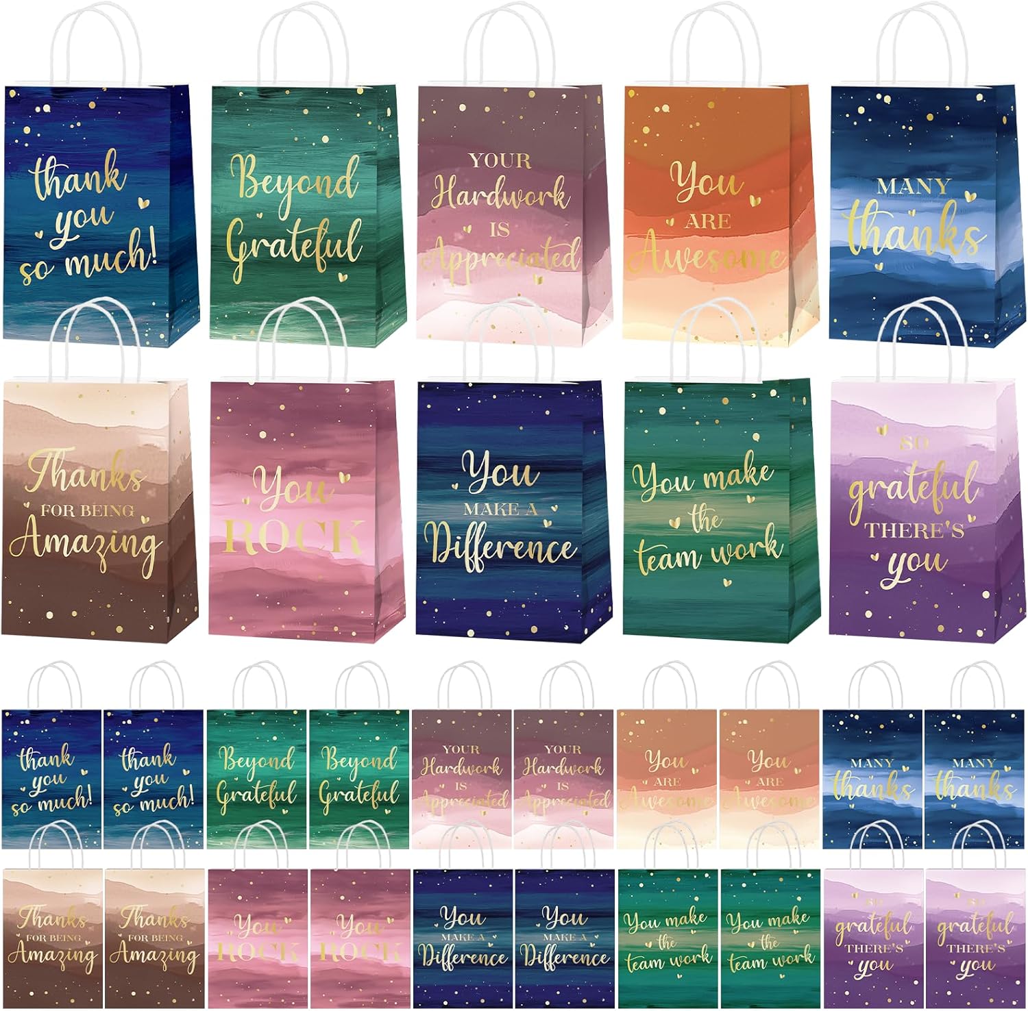 20 Pcs Employee Appreciation Gift Bags Bulk Thank You Awesome Bag with Handle 8.3x5.9x3.1 Inch Christmas Appreciation Bags Inspirational Bag for Employee Coworkers Colleague Staff Volunteer Teacher