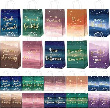 Naozinebi 20 Pcs Employee Appreciation Gift Bags Bulk Thank You Awesome Bag with Handle Teacher Appreciation Gift Bags Inspirational Bag for Employee Coworkers Colleague Staff Volunteer Teacher