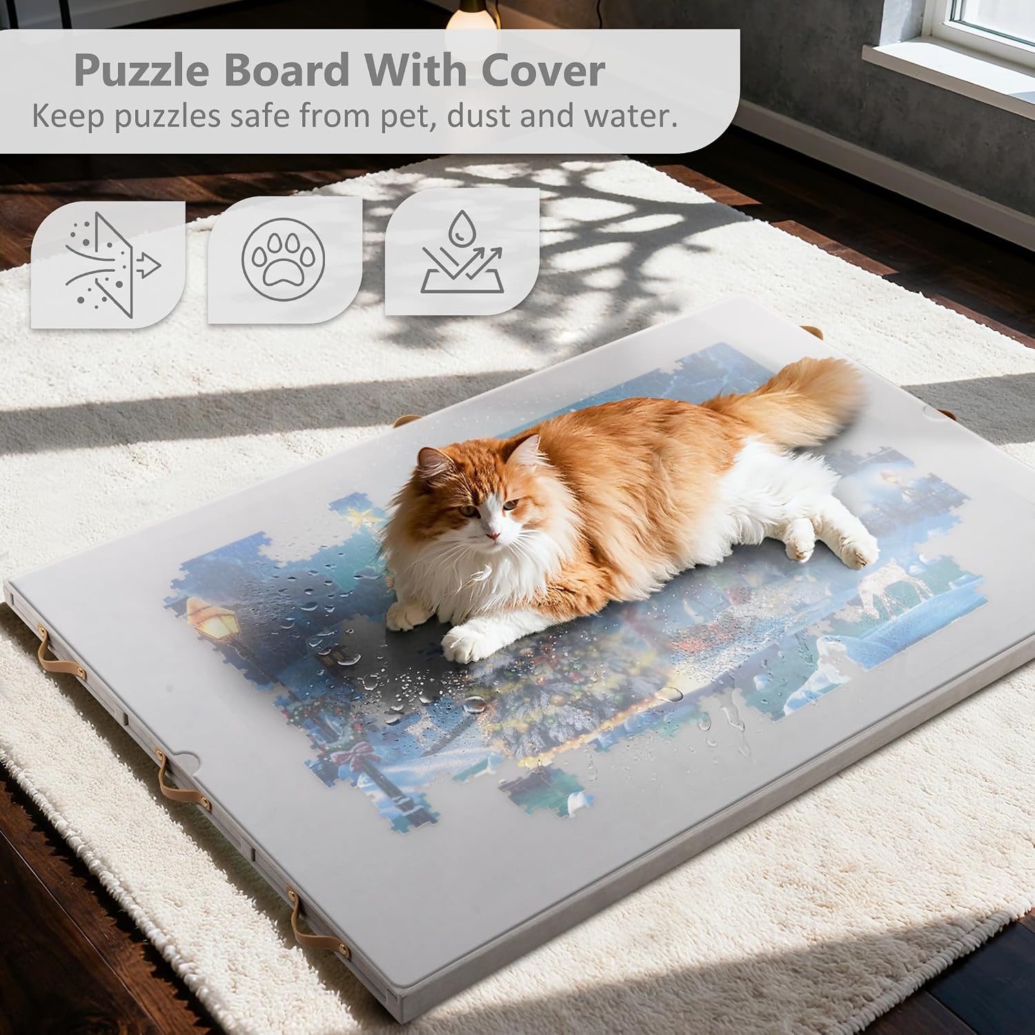 Becko US 1500-pc Tilting Puzzle Board with 6 Colored Drawers & Cover, Flannelette Puzzle Table with Embedded Stand, 3 Tilt Options, Puzzles Boards with Storage & Easel, for 1500 Pieces Puzzles (Gray)