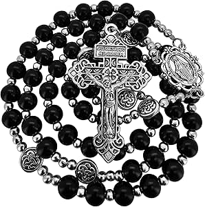 8mm Glass Pearl Rosary Beads Catholic Necklace for Women
