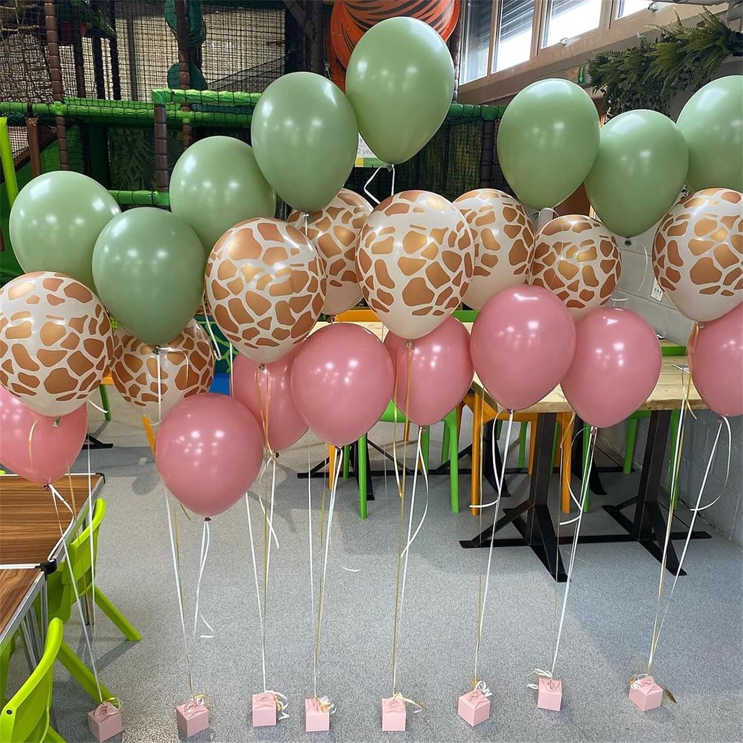Pink Jungle Safari Balloons, 60PCS Sage Green Pastel Pink Gold Balloon, Light Pink Cream Beige Balloon with Animal Print for Girls Birthday Baby Shower Wild One Giraffe Party Decorations Supplies thumbnail