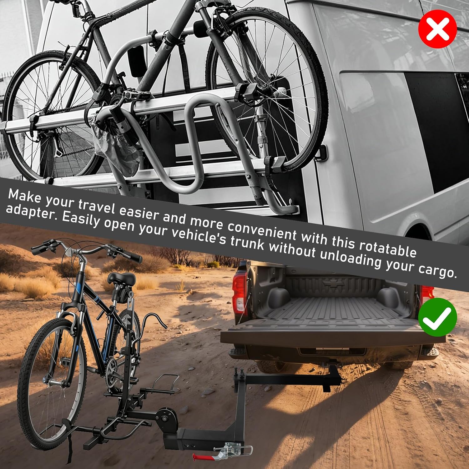 Swing Away Hitch Adapter for 2 Inch Receiver, 180° Hitch Swing Arm