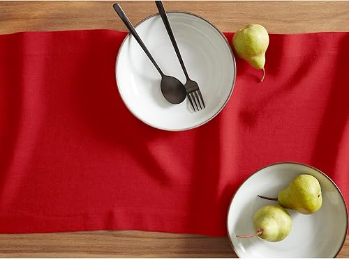 Miniatura 5 de Solino Home Sonoma - Camino de mesa rojo de 72 pulgadas de largo, 100 % lino puro, 14 x 72 pulgadas, para comedor, 4 de julio, verano