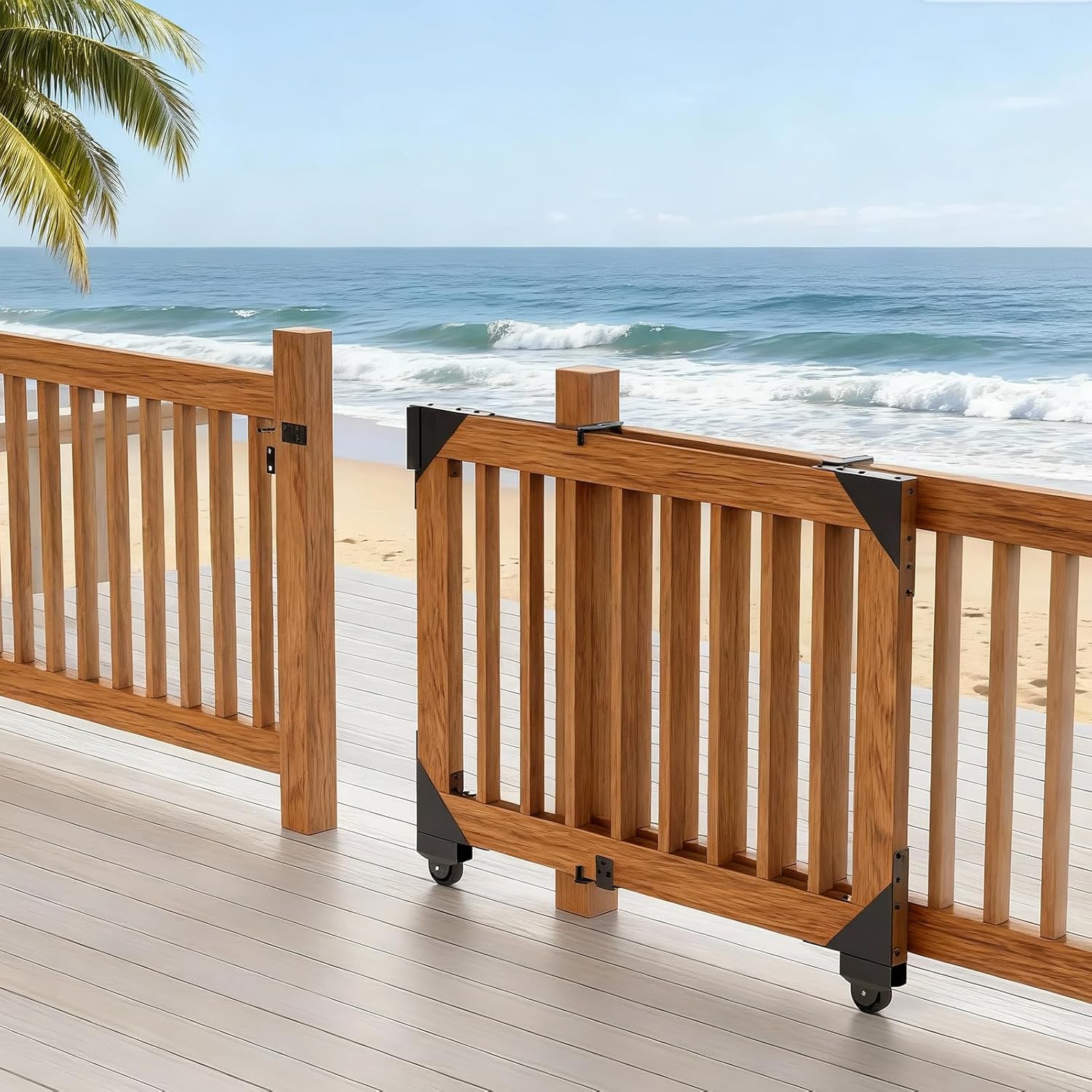 Sliding Gate Kit, DIY Sliding Gate Hardware Kit for Deck Gate and Porch Gate, Can Achieve Smooth, Secure Gate Operation and Easy Installation