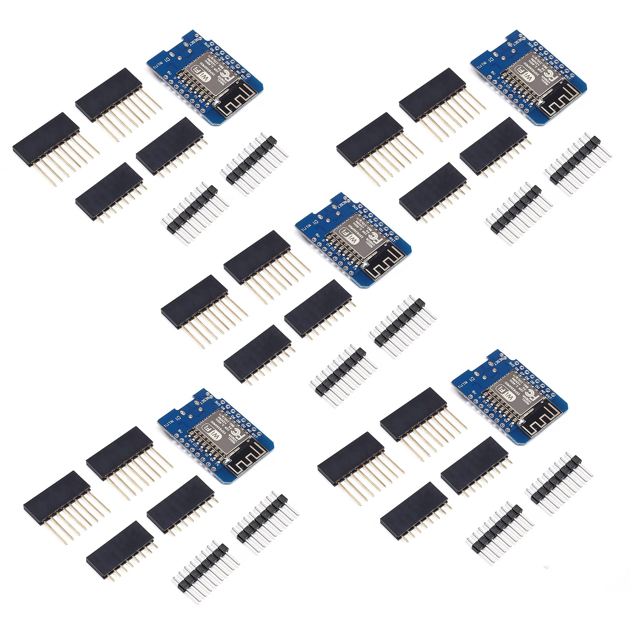 Teyleten Robot ESP8266 ESP-12F D1 Mini Module Mini Lua 4M Bytes WLAN WiFi Internet Development Board for Arduino Compatible NodeMcu Type-C 5pcs