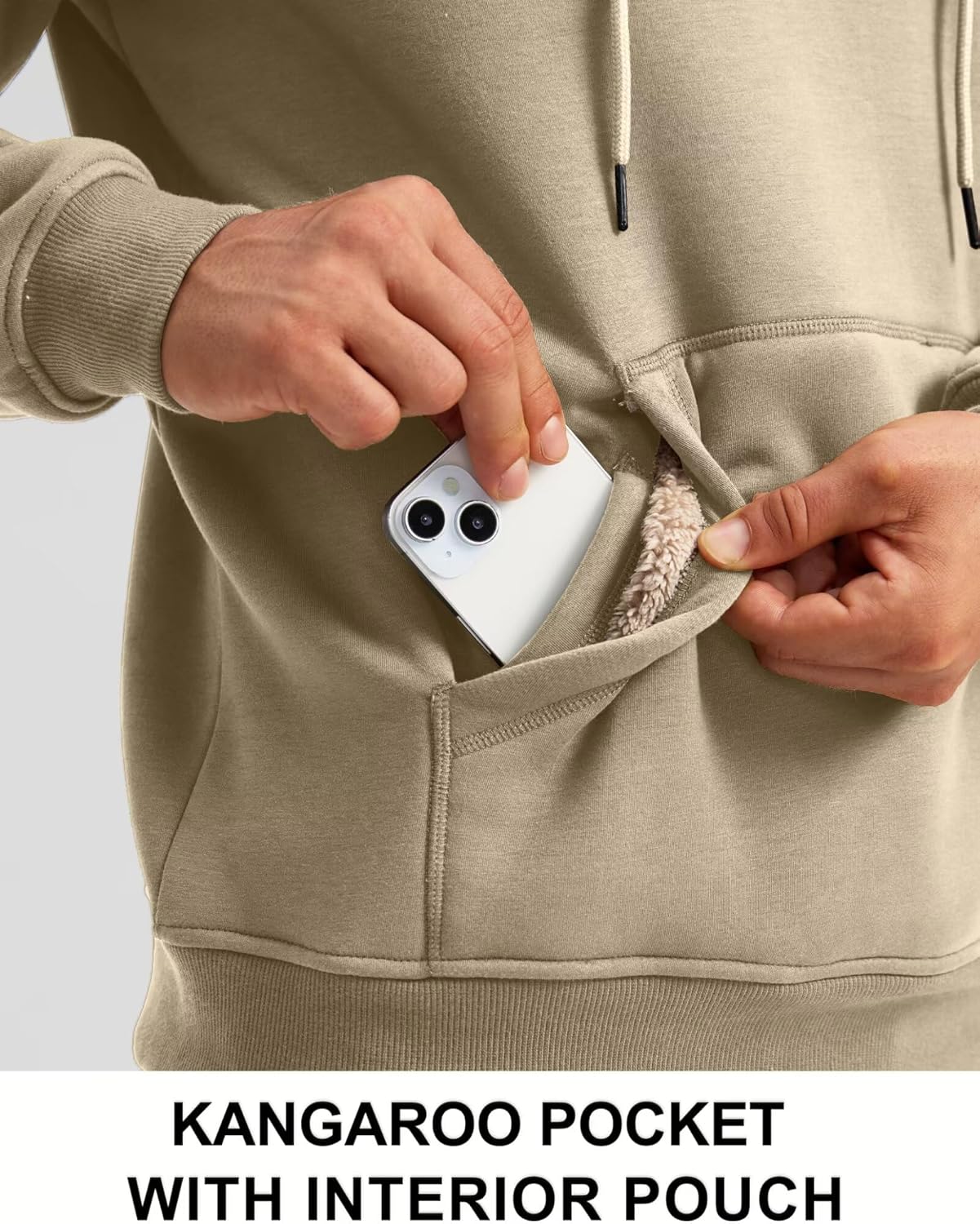 Pudolla Men's Sherpa Hoodie Pullover Winter Thick Warm Fleece Lined Hoodies Athletic Sweatshirts with Kangaroo Pouch Pocket - Image 4