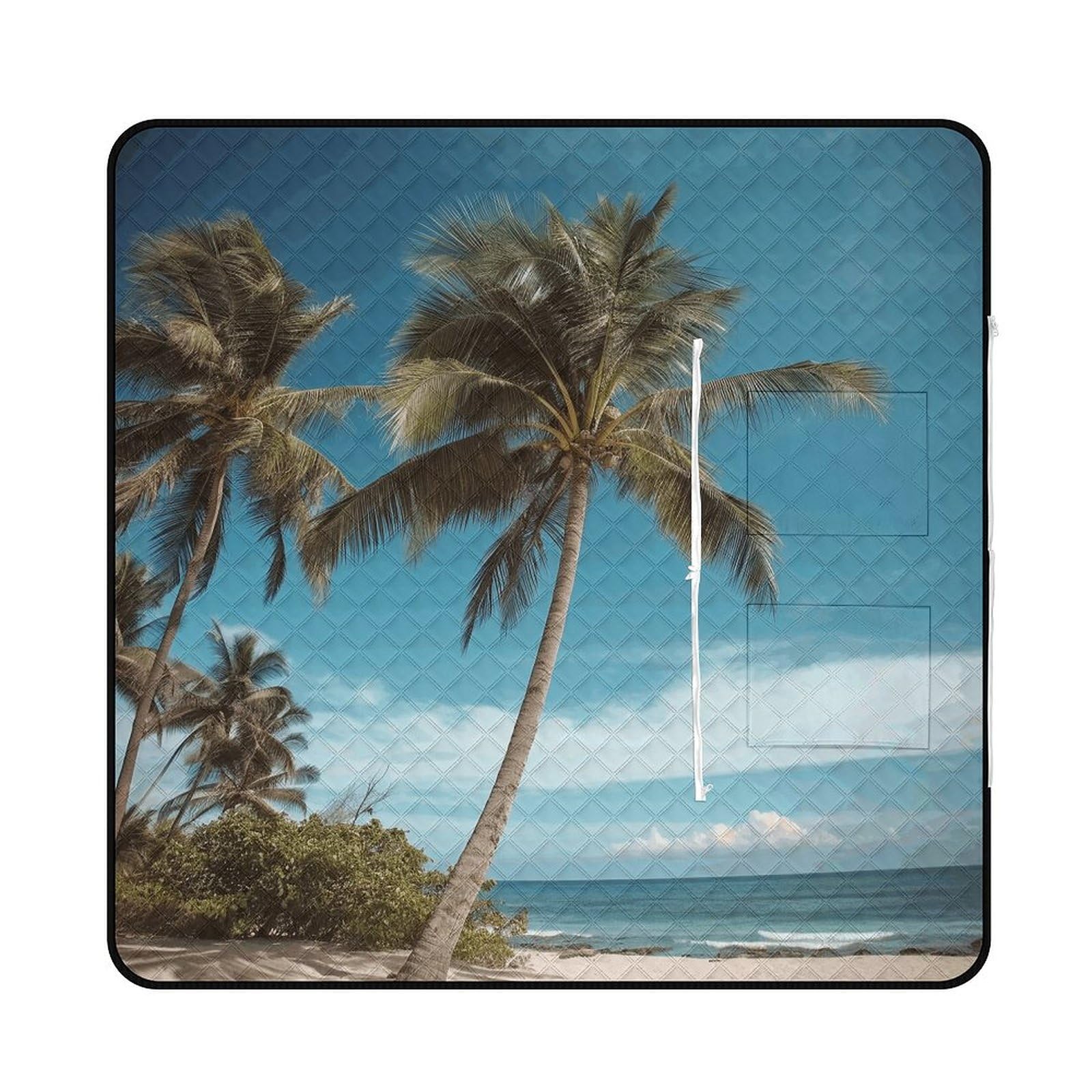 Tapis de pique-nique portable cocotier : couverture de plage pliable