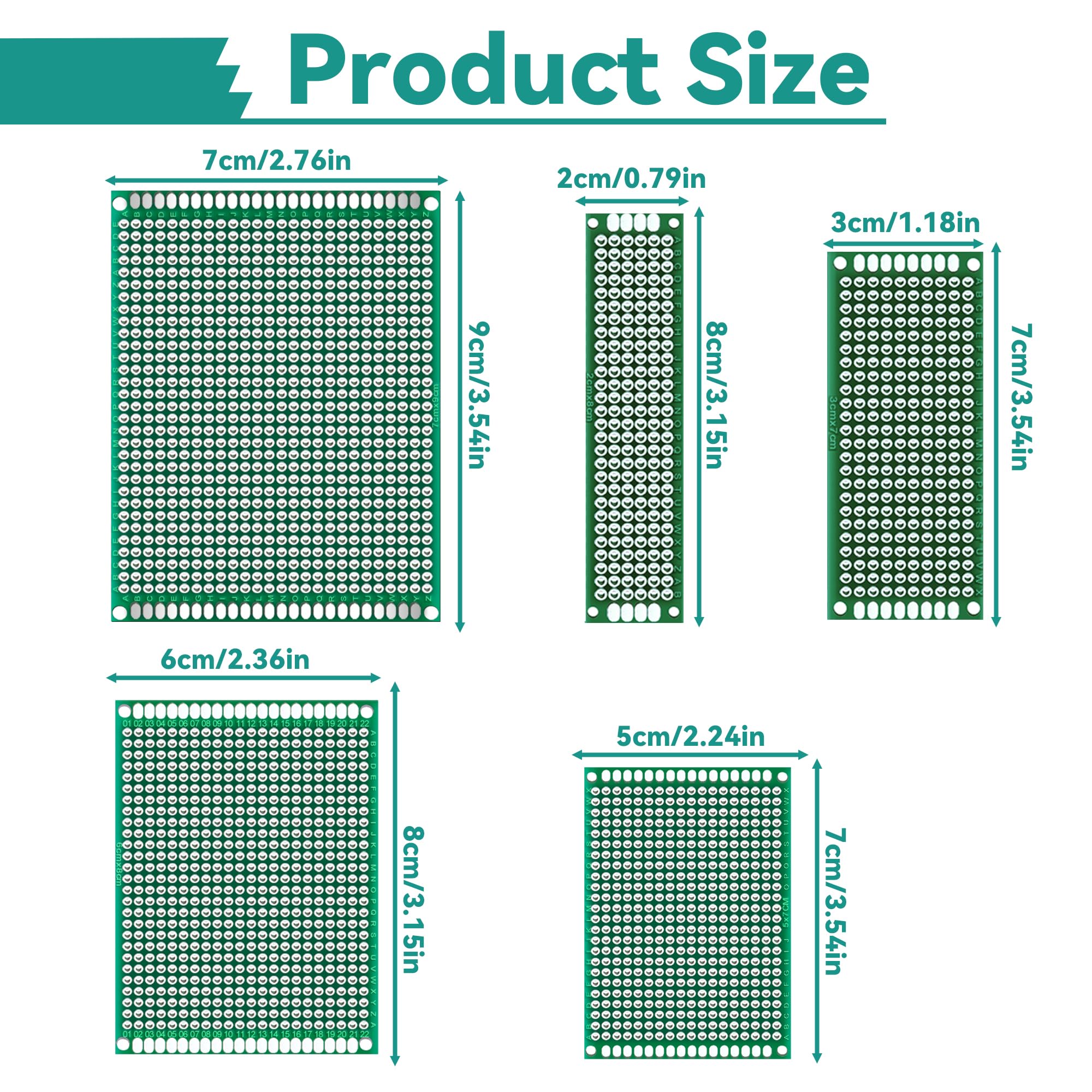 Miuzei 90 pezzi PCB Board Kit, 12 schede forate double face, 13 bande per penne, 10 morsetti a vite, 25 ponticelli per cavi, compatibile con Arduino per progetti elettronici fai da te