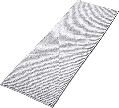 Decomira Non Slip Chenille Bathroom Rug | Super Absorbent Bath Mat Machine Washable | For Bathroom, Shower, Bathtub or Toilet Mat | Grey - 50 x 150 cm