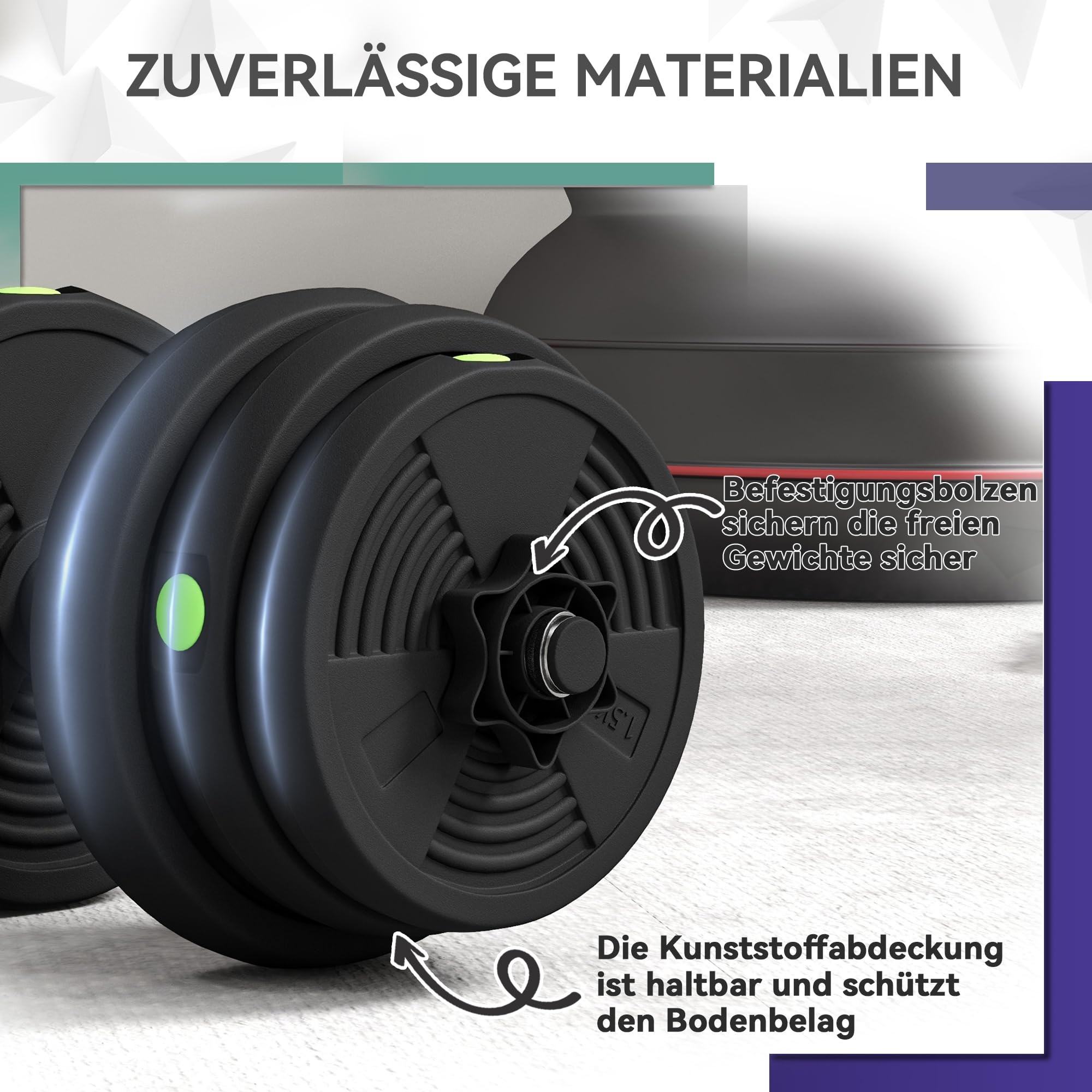 SPORTNOW Zestaw hantli 2 w 1, 15/20/25/30 kg, regulowany hantle, ochrona podłoża, do treningu siłowego, fitnessu, podnoszenia ciężarów, czarny