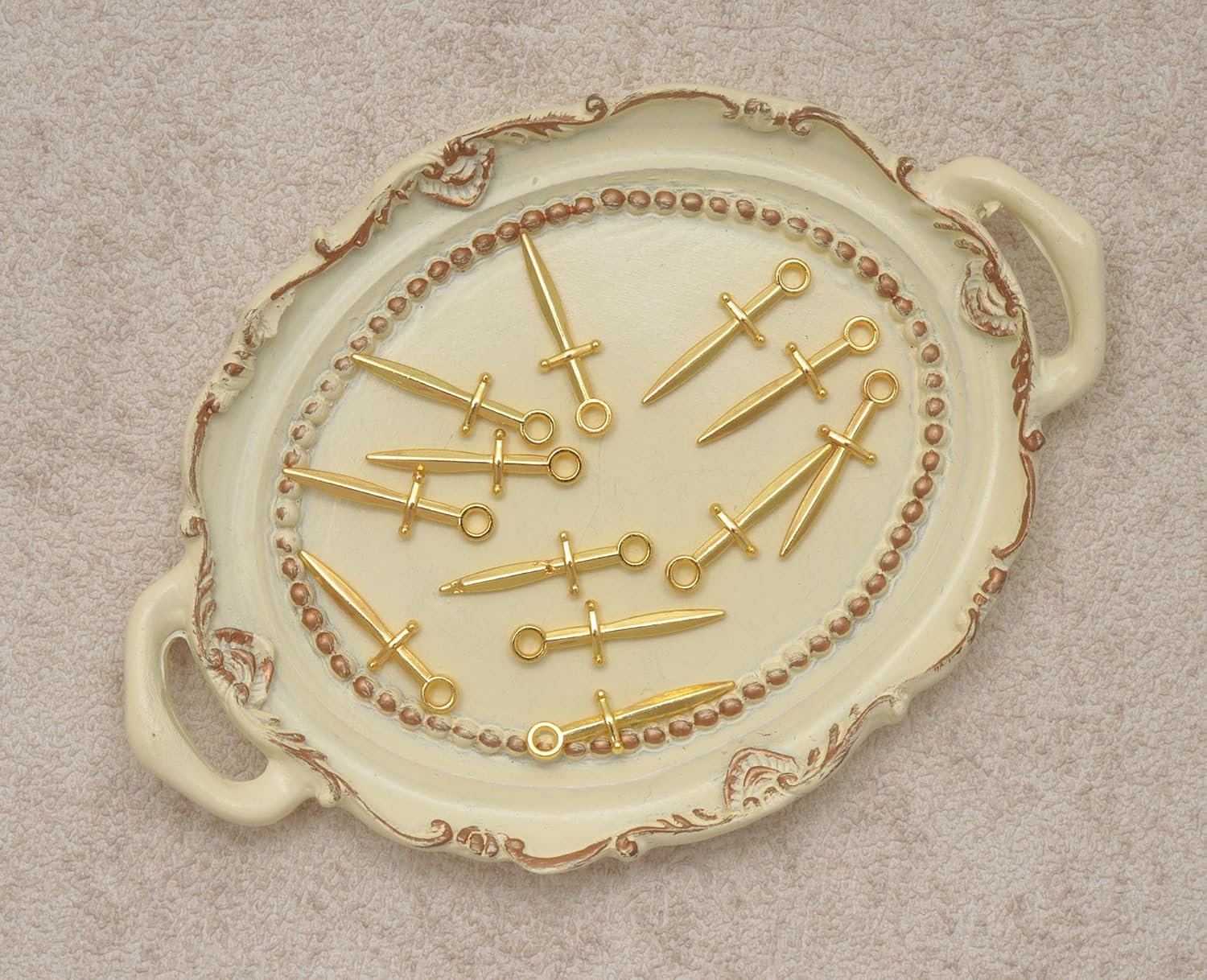 50 Pcs Sword Charms Metal 2.4 x 0.7 cm Small Vintage Dagger Pendants for Women DIY Jewelry Making Necklace Bracelets Earring Keychain Supplies