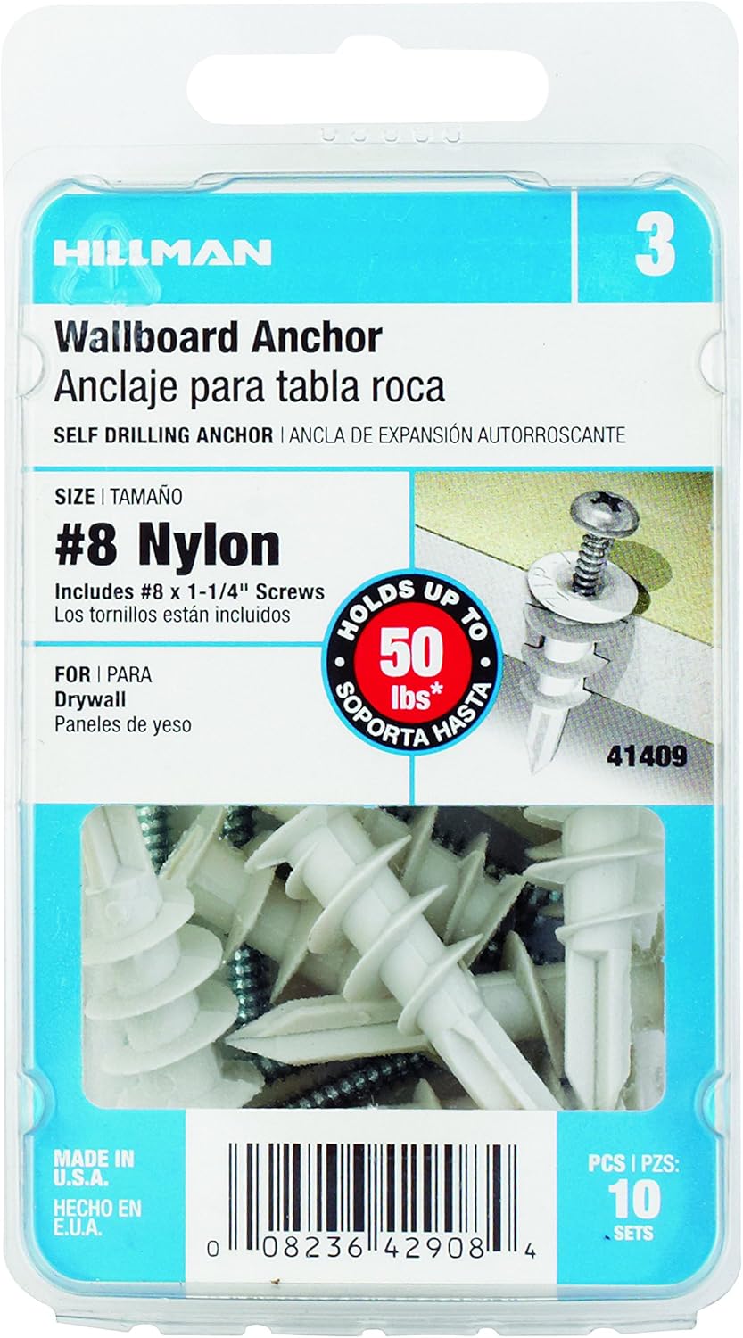 Hillman Wallboard Anchors With Screws No. 8 Pan Head