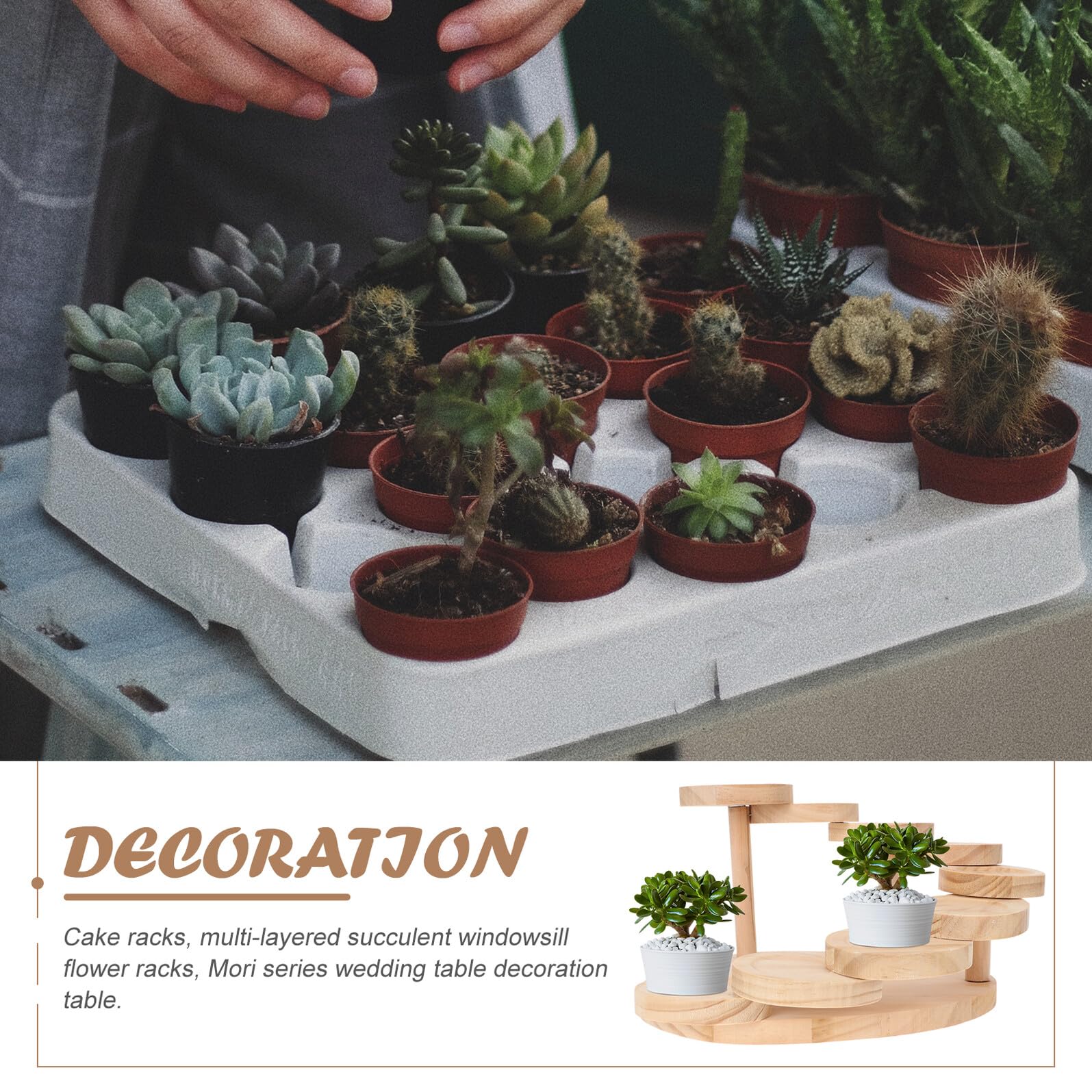 TOYANDONA Supporto per Torta in Legno Multifunzionale, Alzata per Torta Nuziale Robusta Design Elegante, Vassoio per Servire Dolci e Portavaso Decorativo per Casa e Ufficio