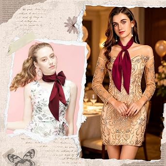 GERINLY Solid Color Long Neck Scarf for Purse Skinny Head Scarf Neckerchief