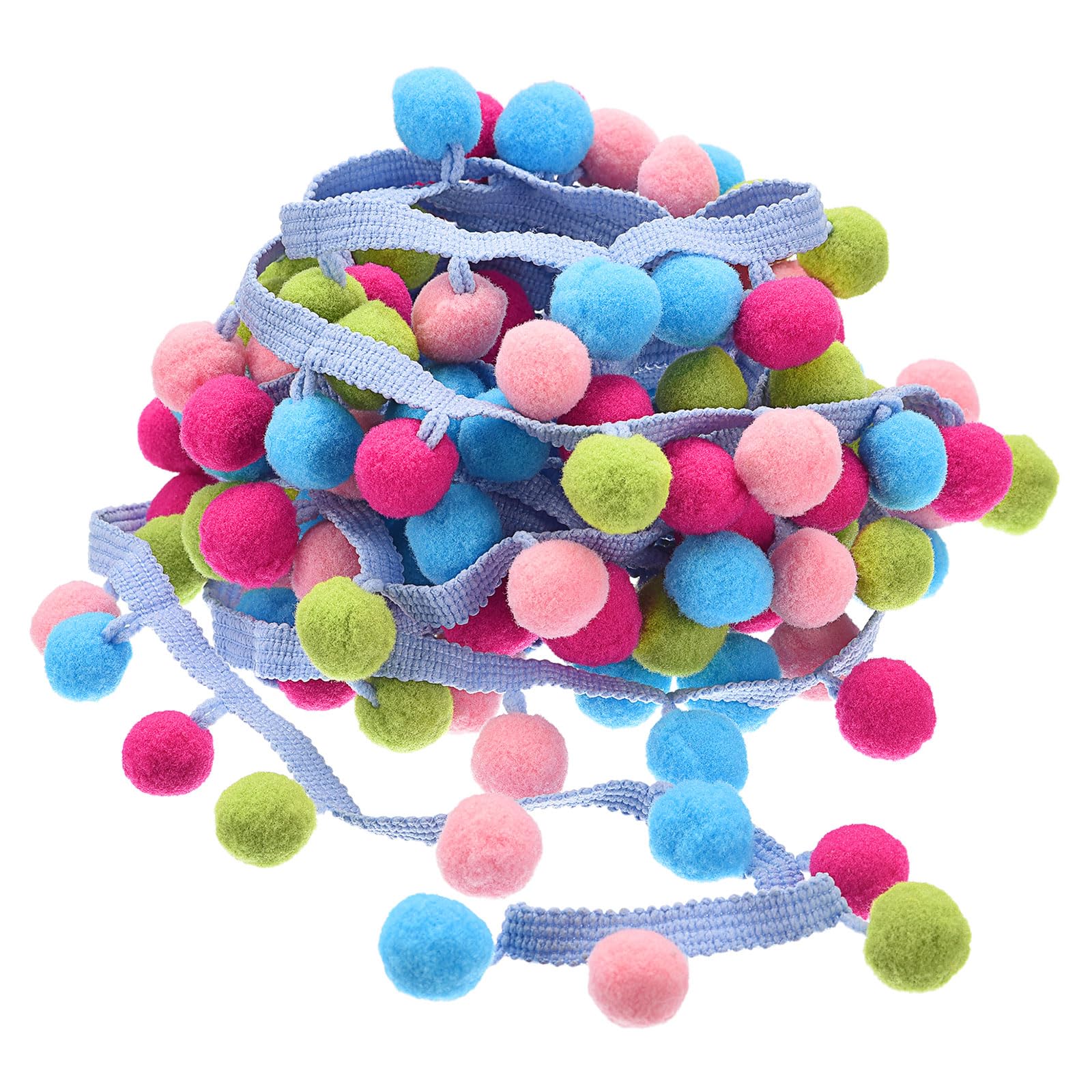 sourcing map 2 Yards Pom Pom Ball Fringe Trim, Ribbon Sewing DIY Crafts Accessory for Home Curtain Clothes Pillow Decoration, Rainbow