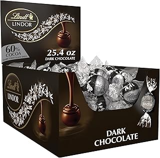 Lindt LINDOR 60% Dark Chocolate Truffles, Dark Chocolate Candy with Smoo...
