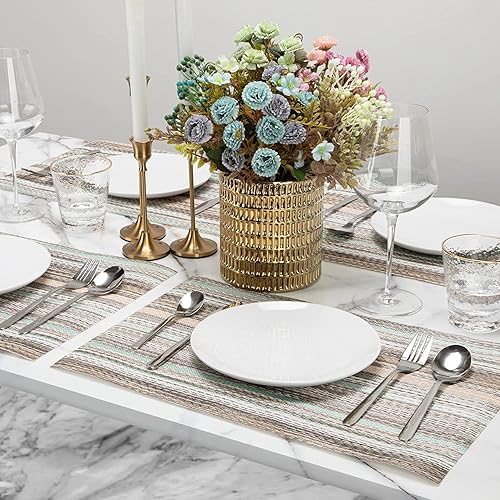 Miniatura 7 de Winknowl Manteles individuales de vinilo lavables para interiores y exteriores, resistentes al calor y al agua, elegantes manteles para mesa de