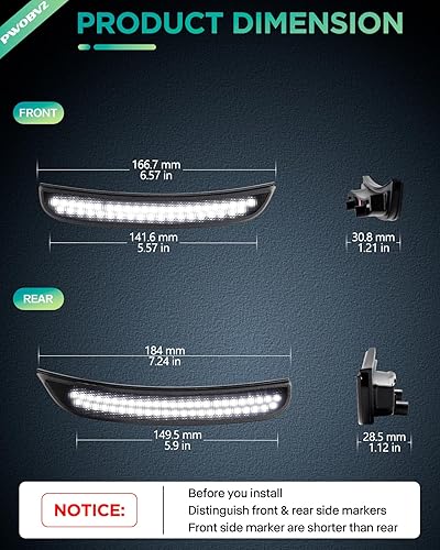 Miniatura 3 de Smoked lens White LED Side Marker Light for Dodge Charger 2015 2016 2017 2018 2019 2020 2021 2022 2023 Front Rear Fender Running Lamp Reperter with