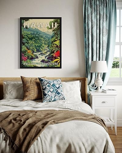 Miniatura 2 de Póster artístico del paisaje del estado de Hawái, decoración artística de paisaje retro de los estados, pintura de montaña y paisaje de aventura