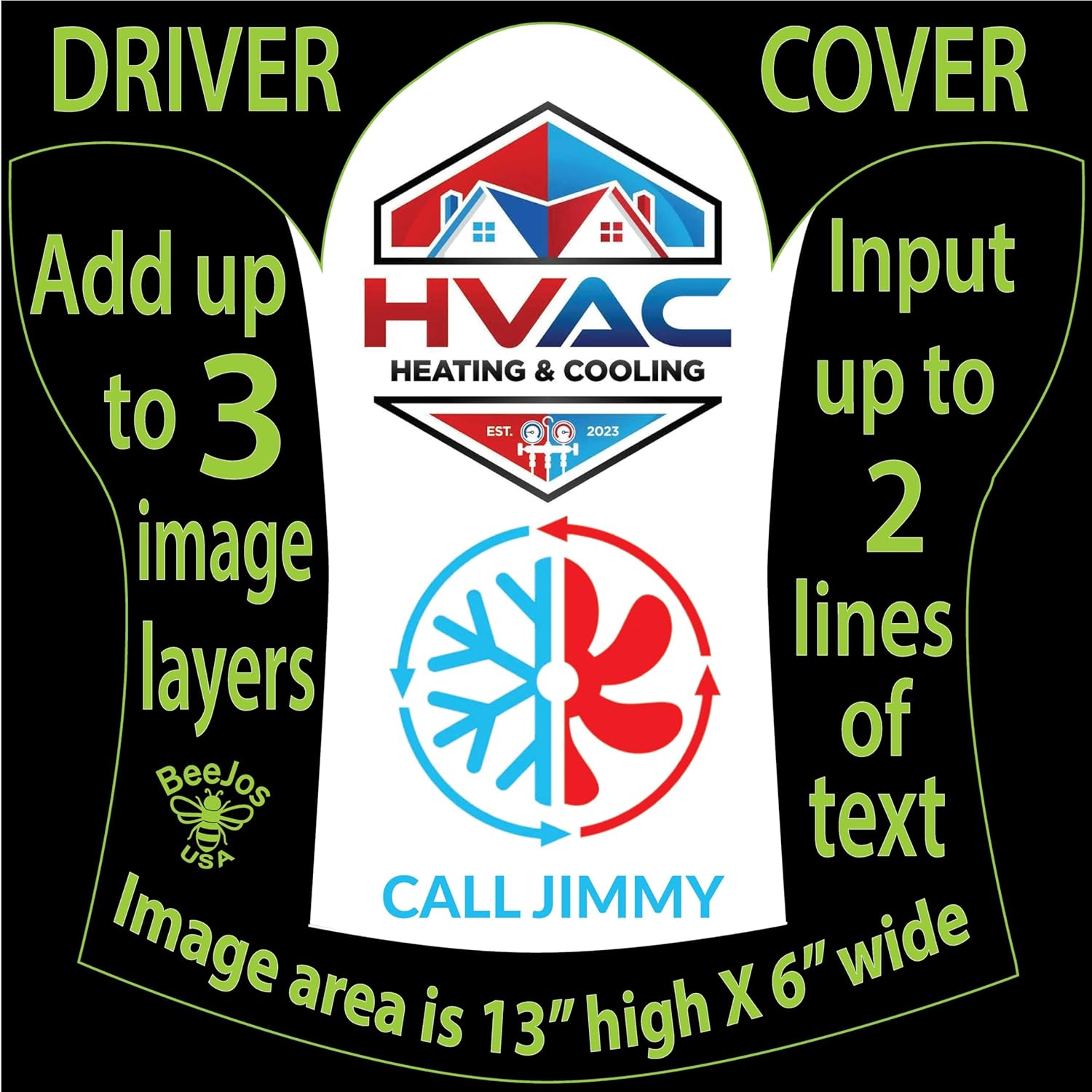 Custom Driver Golf Club Head Cover - Personalized Design with Full-Color Printing - Durable, Stylish, and Protective Accessory for Golf Enthusiasts