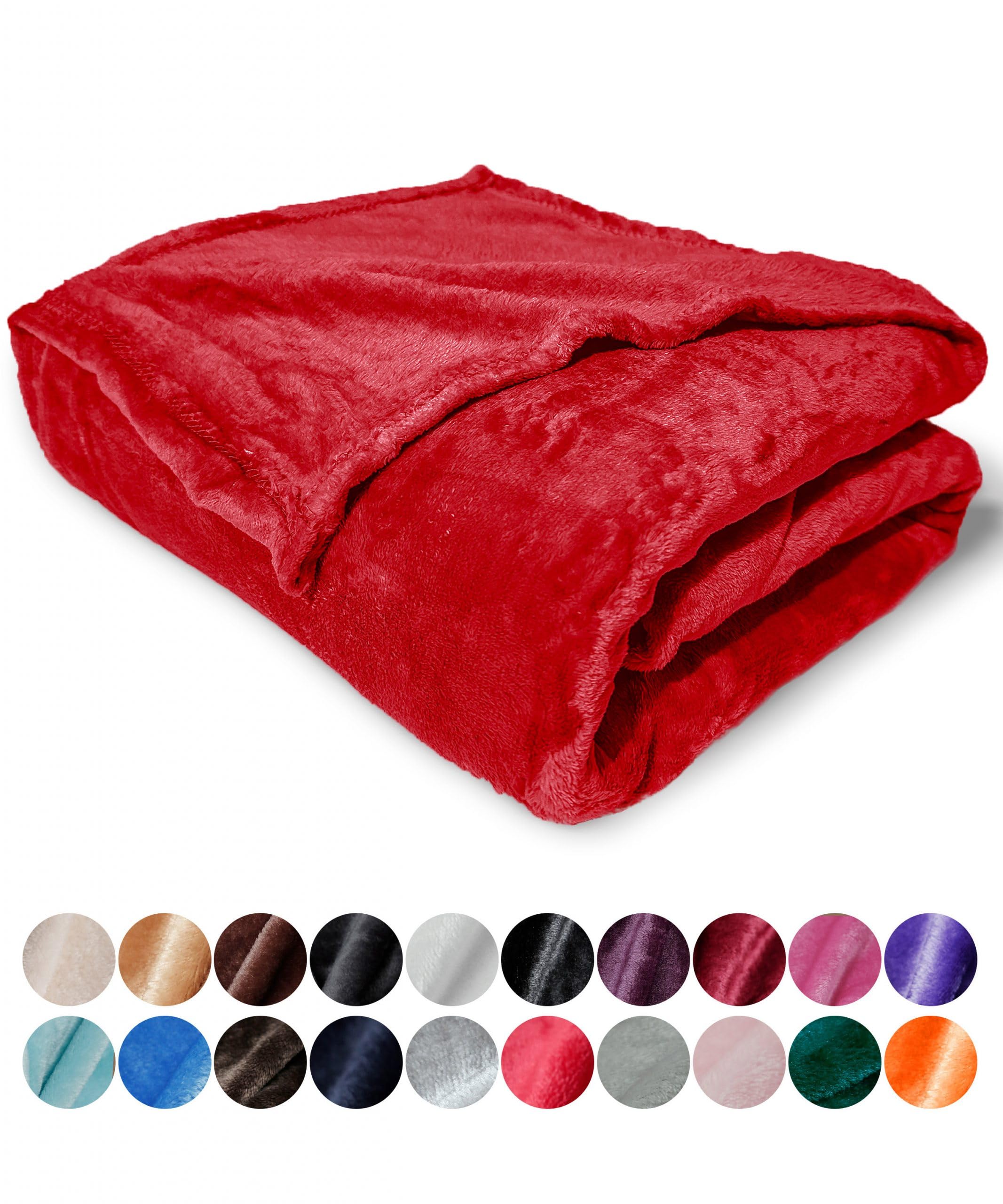 HOMEYA - Manta Sofa Pequeña 130 x 160 - Manta para Cama. Manta Polar, Franela 100% Poliéster, Suave, Acabado con Brillo - Rojo