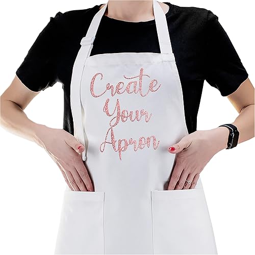 Delantal de chef de cocina personalizado con bolsillos, opción en blanco y negro, 9 fuentes, 18 colores, delantal de chef personalizado