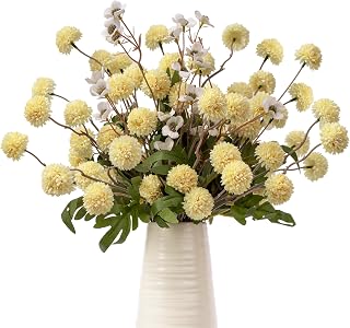 Mixed 10 Pcs Artificial Pompon Mum Set-8 Chrysanthemum & 2 White Daisy, Yellow Silk Faux Flower for Vase Fall Floral Arrangements Wedding Centerpiece DIY Home Indoor Outdoor Decor (No Vase)
