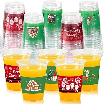 Christmas Disposable Party Cups Set for Xmas Holiday Supplies