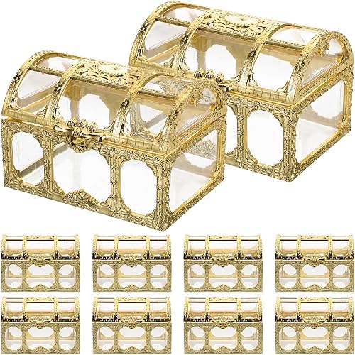 GALPADA Tarros de plástico para dulces, caja de boda, 10 unidades, cofre del tesoro, cajas de dulces, cajas de regalo de boda, cajas transparentes,