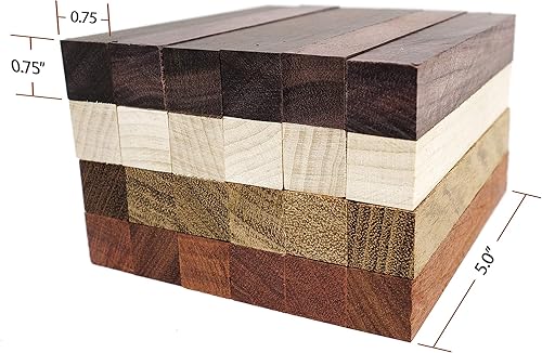 Miniatura 3 de Paquete de 24 suministros de torneado de pluma de madera exótica, manualidades de pluma de bricolaje madera de sangre, ébano mexicano, jatoba, arce