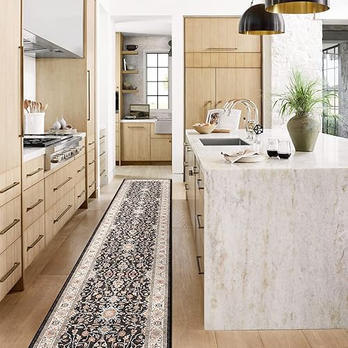 Miniatura 2 de Alfombra lavable de 2 x 10 pies, antideslizante, lavable, impermeable, para pasillo, cocina, sala de estar, dormitorio, baño (negro, 2 x 10)