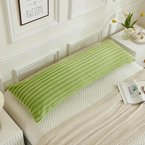 Miniatura 3 de JAUXIO Funda de almohada de cuerpo esponjoso de piel sintética de lujo, a rayas, de felpa, decorativa, para Navidad, ultra suave y acogedora, cierre