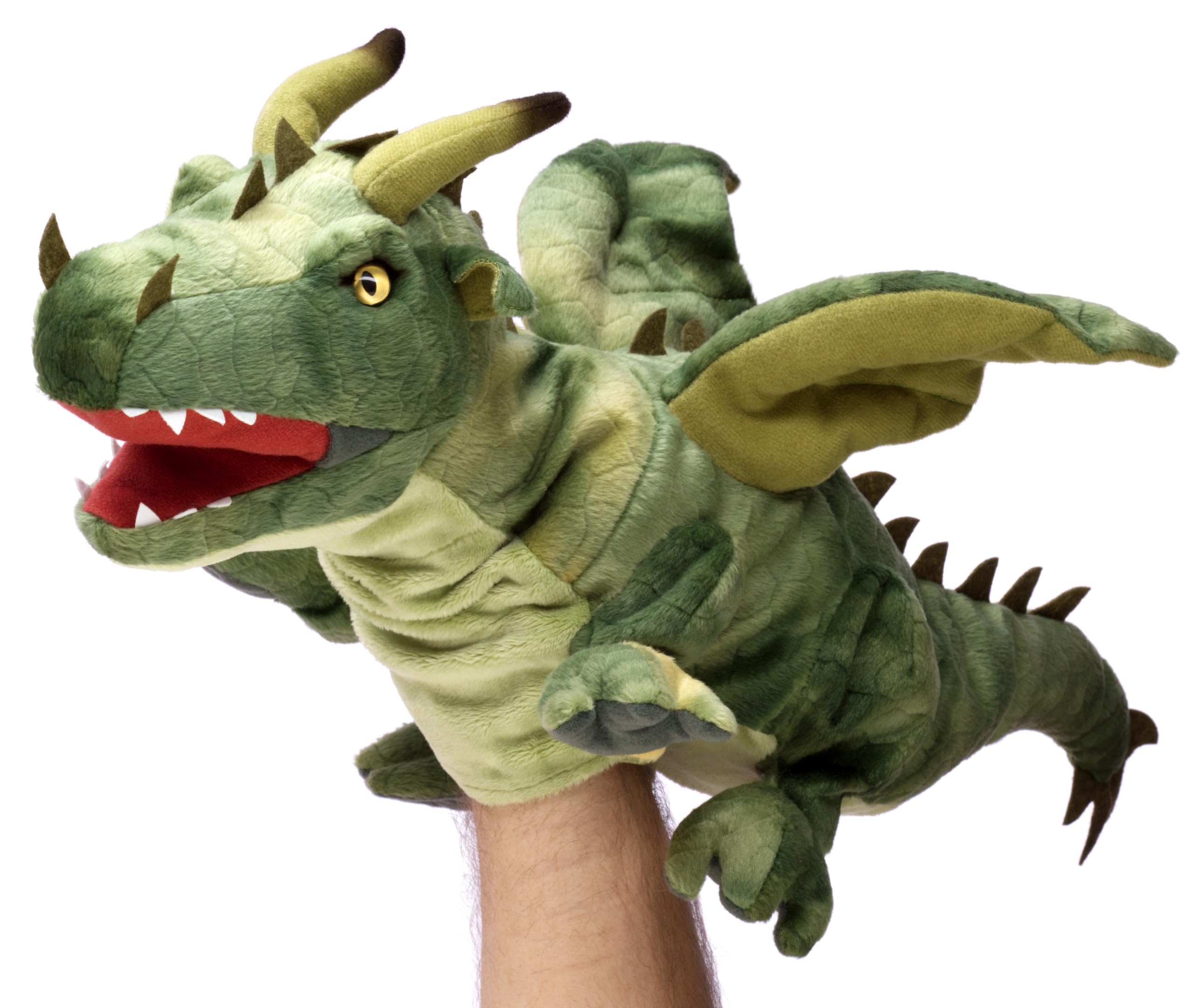 Uni-Toys - Marionnette Dragon (Vert) – 49 cm (Longueur) – Peluche, Doudou
