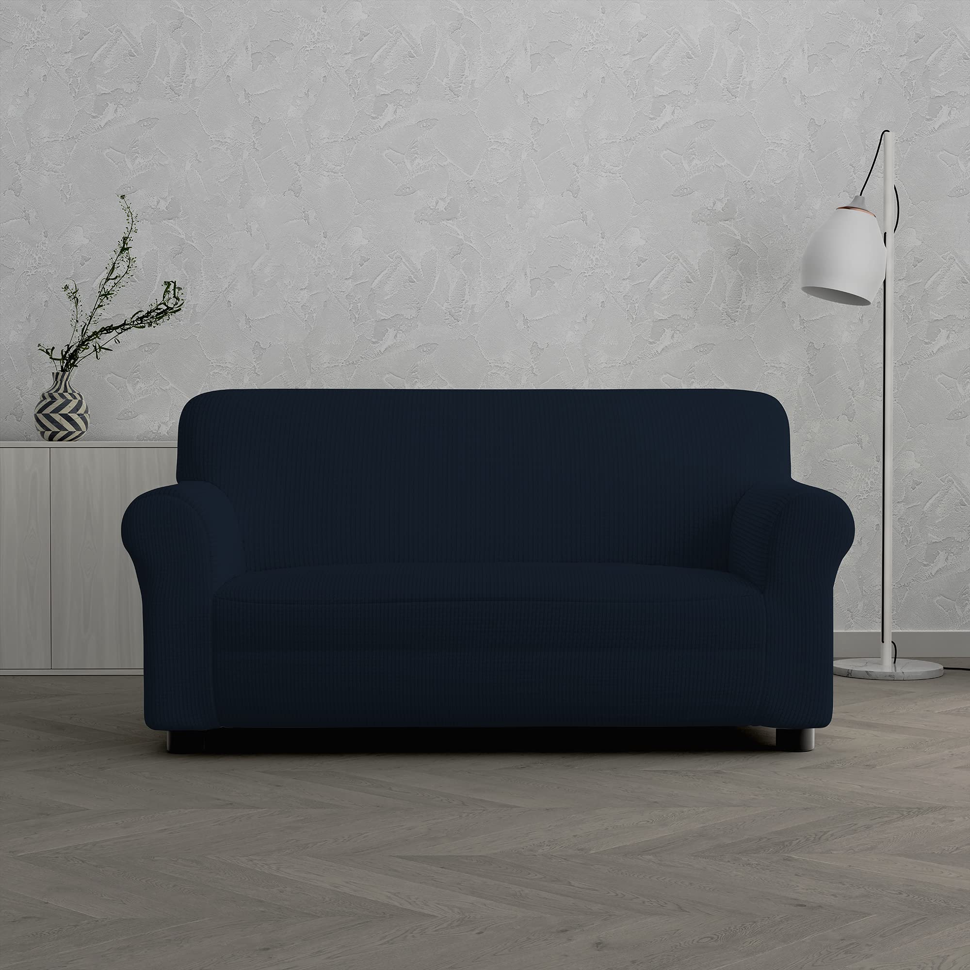 Italian Bed Linen LESLIE Elastic Stretch Sofa Cover, Dark Blue 2 Seater, 2 seats - Image 2