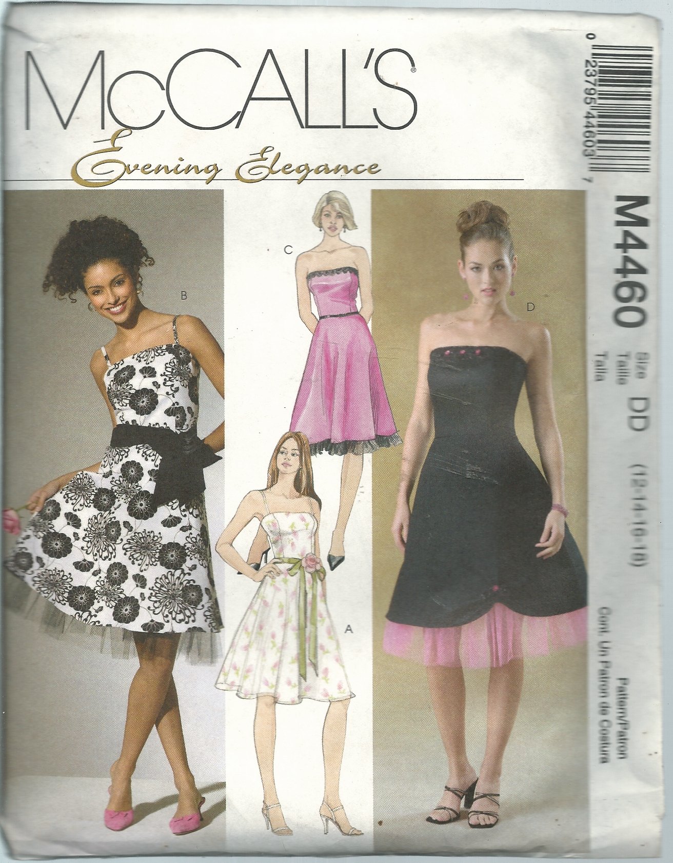 McCalls 4460DD Sewing Pattern Misses Evening Elegance Dresses Size 12-18
