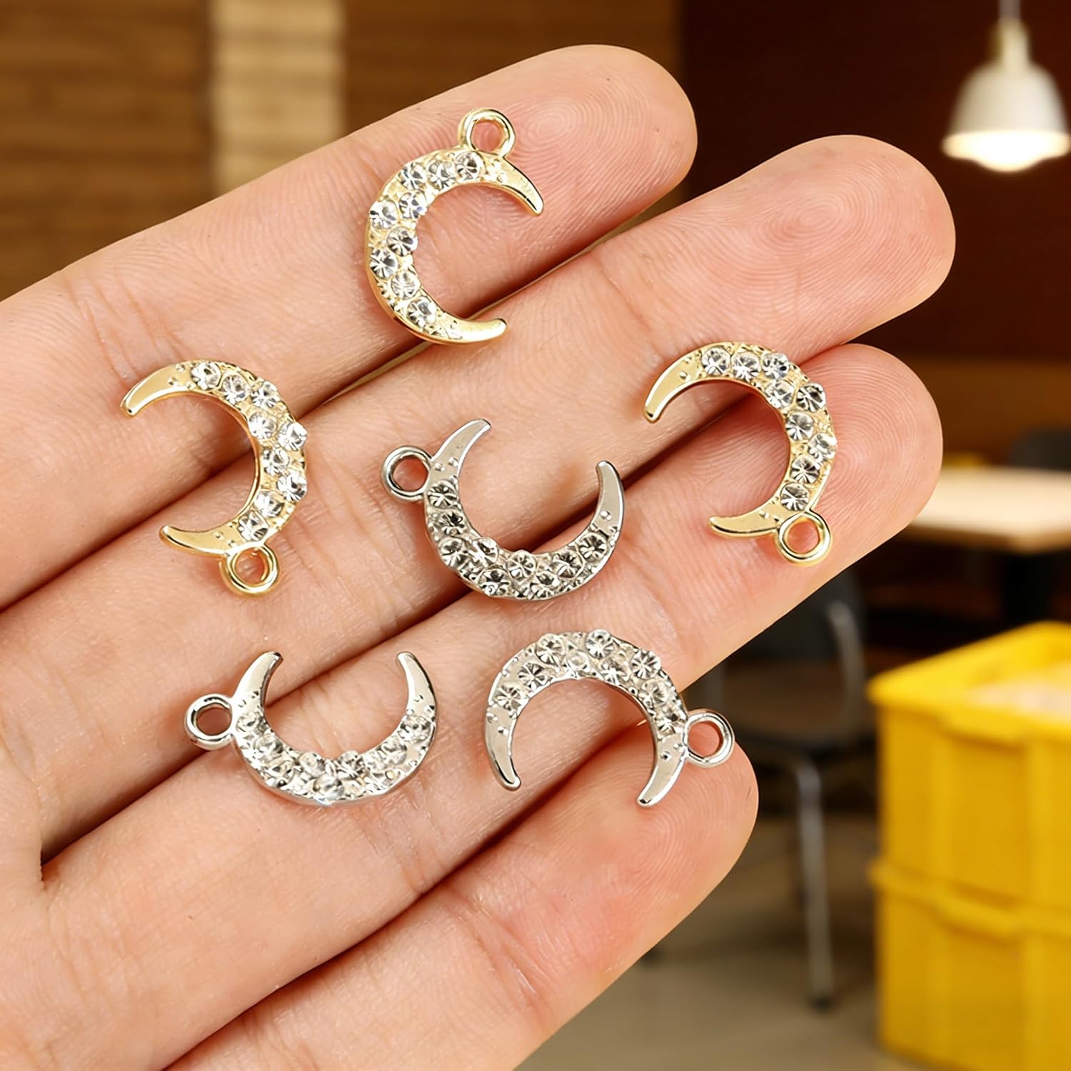 Celestial Charm Jewelry Set, 60pcs Sun Moon Star Pendants in Silver & Gold for DIY Necklace, Earrings, Bracelets – Perfect for Crafting & Jewelry Making