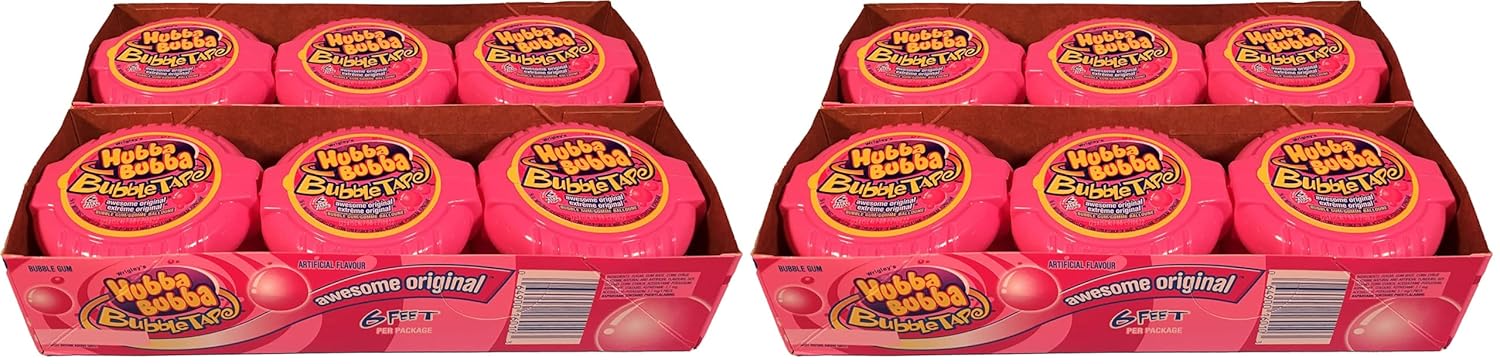 Hubba Bubba Bubble Tape, Awesome Original, 6 Feet of Gum,( Canadian), (Pack of 12)