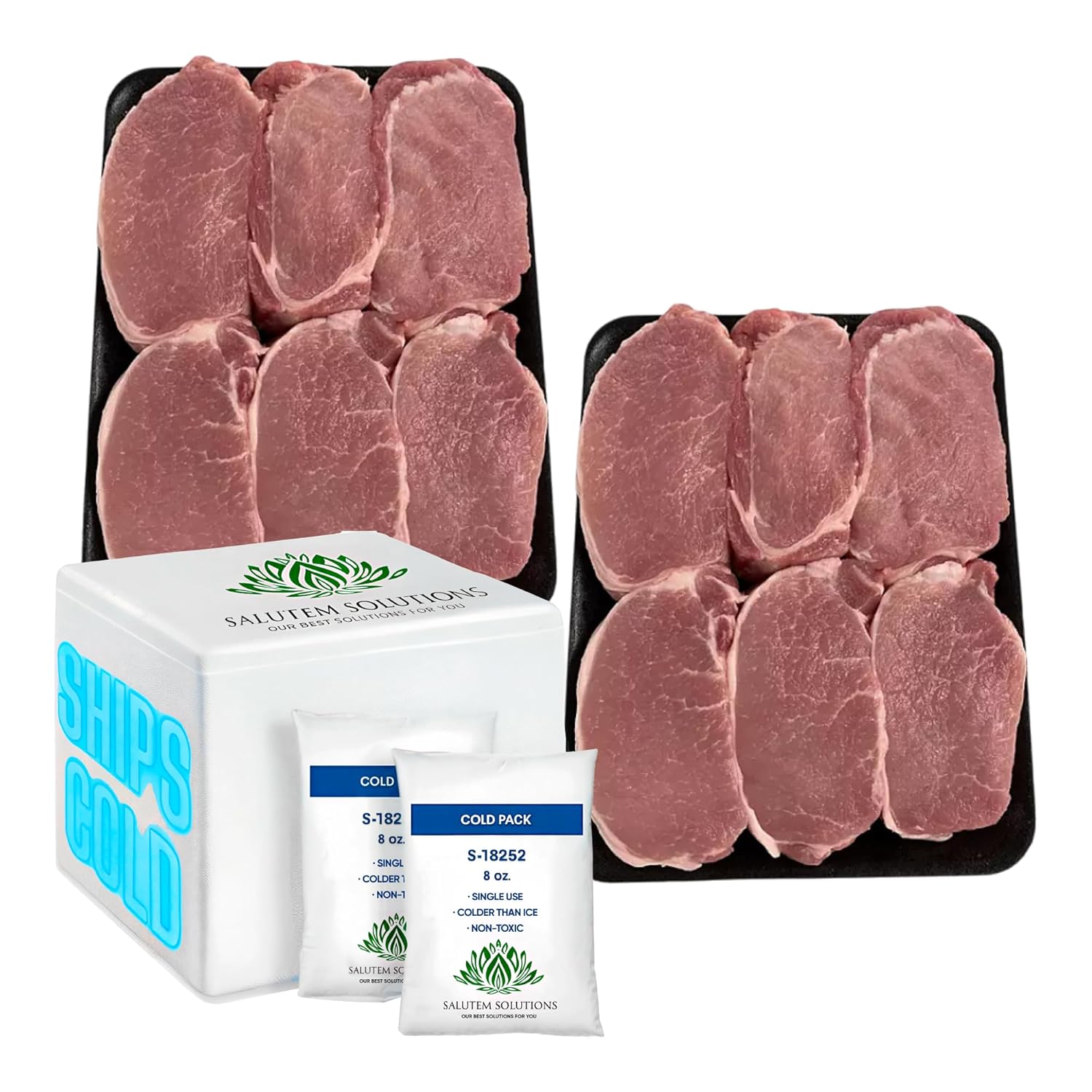 Salutem Vita Boneless Pork Loin Chops, Center-Cut Lean & Tender, 3.1 lbs Pack of 2 - Fresh USA Sourced All-Natural
