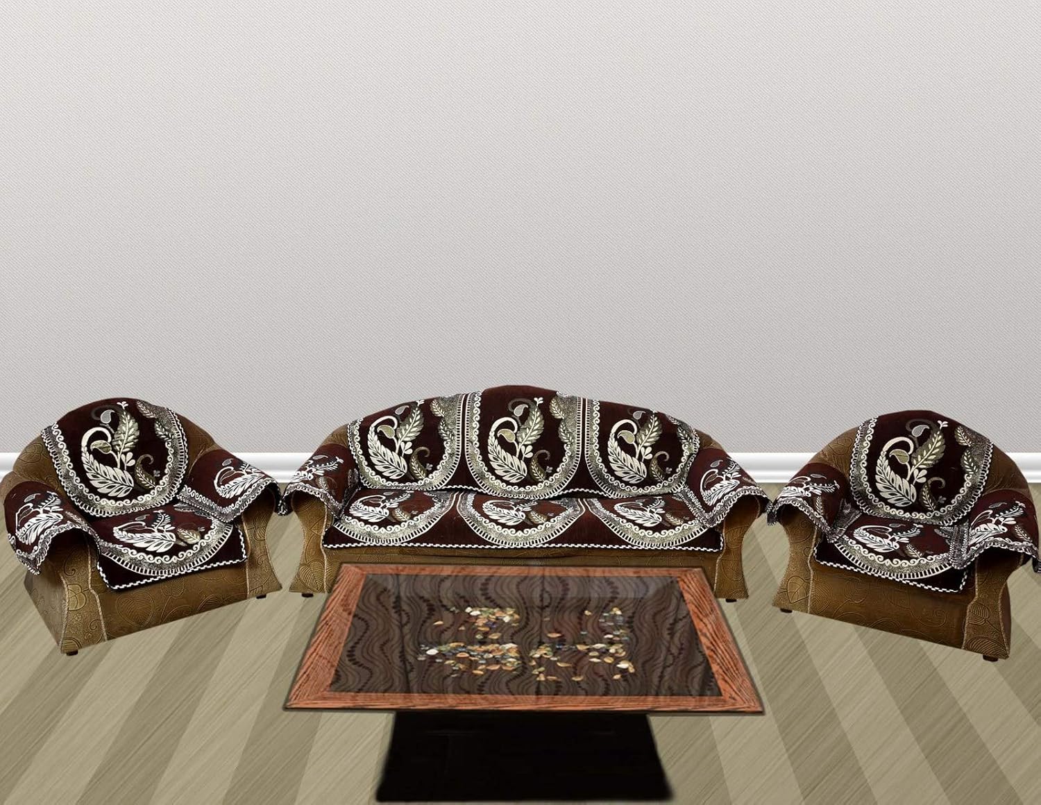 Bhavya 5 Seater Velvet Set of 12 Sofa Cover Set Amazon.in Home & Kitchen